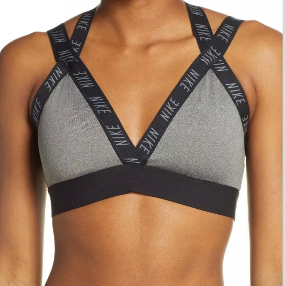 Nike Indy Dri-FIT Logo T-Back Sports Bra Grey L